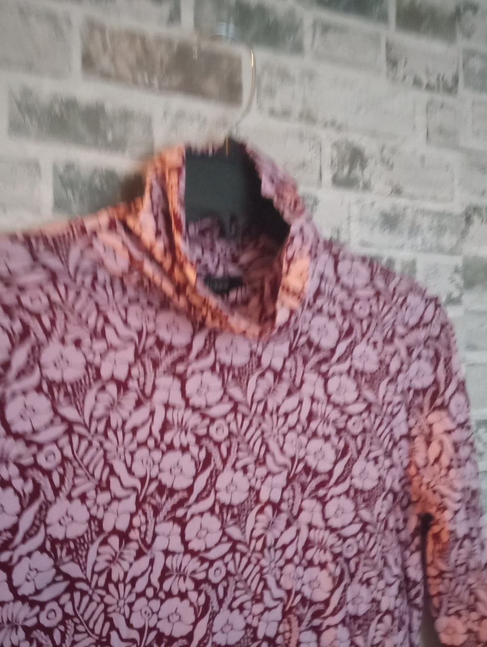 J.Crew Purple Floral Turtleneck Long-Sleeve Shirt - Picture 2 of 5